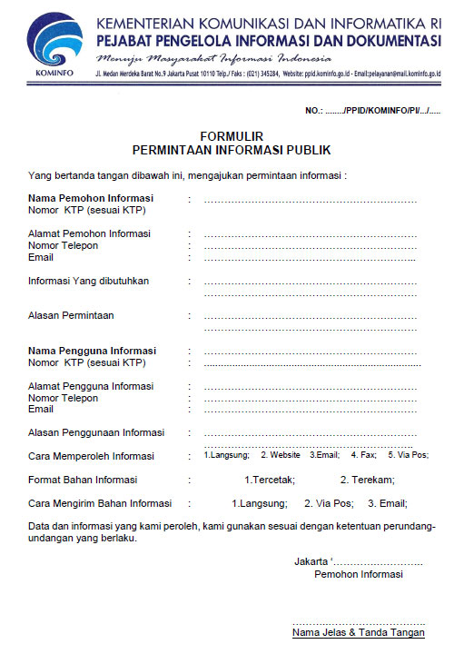 Form Permintaan Informasi Publik Ppid Kemkominfo